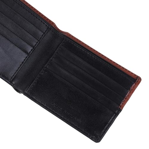 Louis Philippe Wallet for Men Bi-Fold Slim & Sleek Genuine Leather (Tan & Black) | Without Brand Box