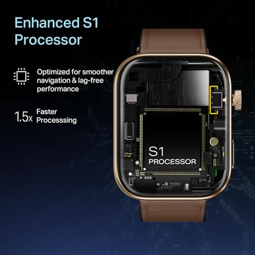 boAt Chrome Endeavour, Premium Metal Body, 1.96”(4.97cm) AMOLED Display,AI Coach Health Insights,Advanced S1 Processor,HRV,VO2 Max,Auto Watchface Refresh, Smart Watch for Men & Women (Cocoa Brown)