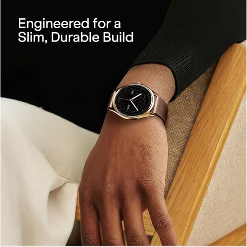 boAt Ultima Aeris 1.43" AMOLED Display, 1000 nits Brightness, Ultra Slim 8mm Metal Build, IP68, Auto HR & SpO2 Monitoring, Sleep & Stress Tracking, Stylish Smartwatch for Men & Women(Tan Brown)