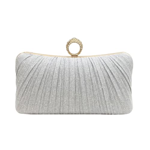 Mastyle® Pleated Glitter Clutch Bag With Metal Shimmer Lock Closure For Women