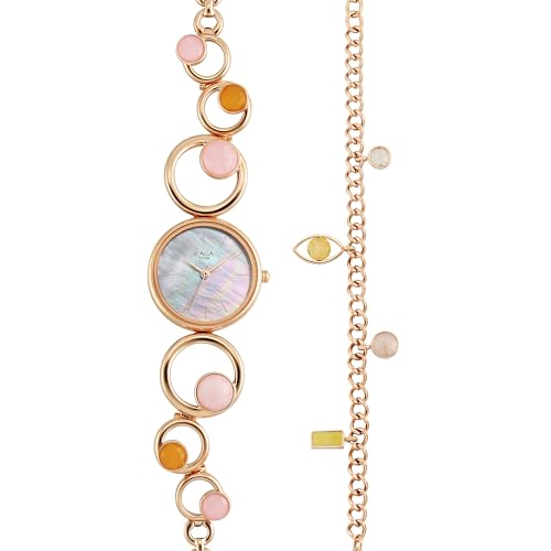 Titan Raga New You Quartz Analog Mother Of Pearl Citrine and Rose Quartz stones Strap for Women-95194WM01F/NT95194WM01F
