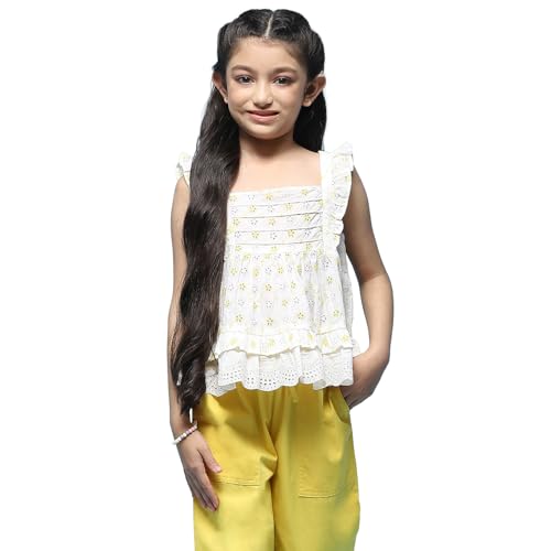 BIBA Girls Solid Tired Kid(KWSAMARKAND5735_White_9)