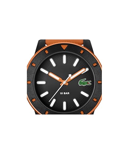 Lacoste Lacoste.12.12 Scuba Qtz Basic Black Round Dial Men's Watch|Orange Silicone Material|Orange Color Band - 2011416