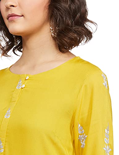 W for Woman Women's Rayon Regular Kurta (20AUW14660-116420_Light Yellow_S)