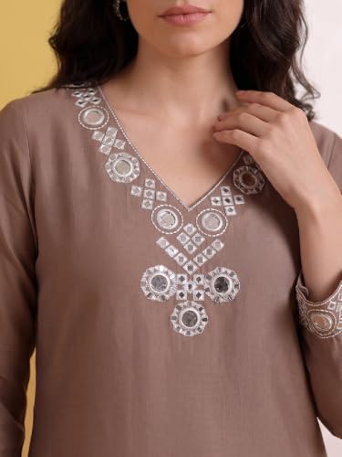 Varanga Mirror Embroidered Thread Work Straight Kurta