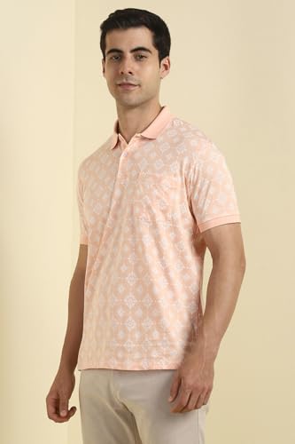 Allen Solly Men Peach Print Polo Neck T-Shirt