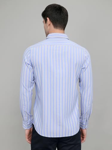 Monte Carlo Mens Regular Fit Full Sleeve Striped Shirt | Stylish Full Sleeve Shirt | Comfortable Formal & Casual ShirtForMen's Blue M