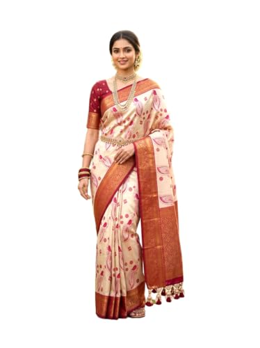 SREE KUMARAN Women's Kanchipuram Kubera Silk Pure Pattu Sarees With Blouse