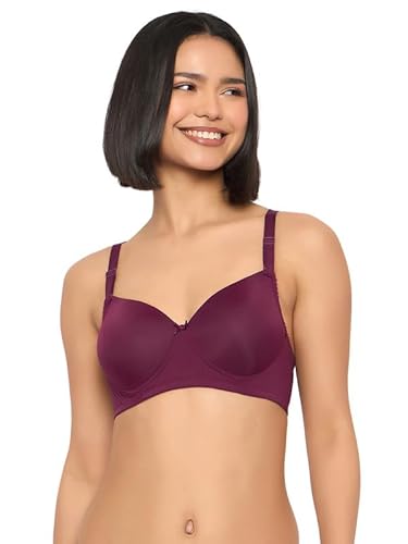 Clovia Women's Padded Non-Wired Full Coverage Multiway T-Shirt Bra (BR2370G15_Wine_34B)