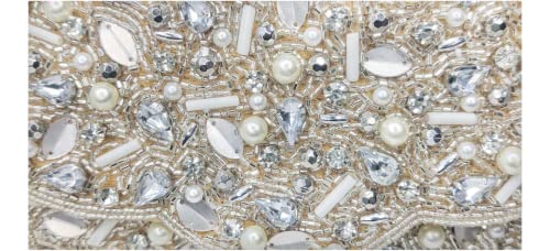 DUCHESS White Beads Crystal Handicraft Stunning Wedding Evening Party Clutch For Girls and Women's