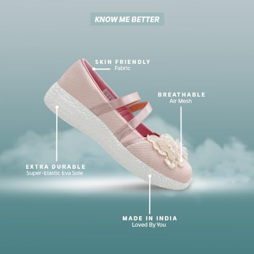 KazarMax Girls Butterfly Ballet Flat Ballerina (Peach, 11 UK)