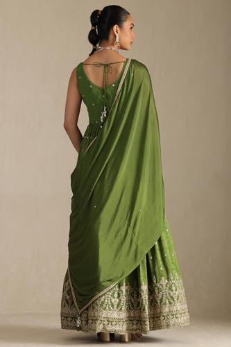 Soch Women's Viscose Blend Floor Length Gown (OWS5CD21813_Green