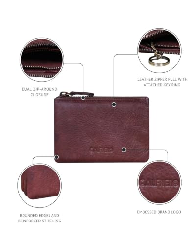 Calfnero Women's Genuine Leather Wallet-Long Purse Wallet, Zip Pocket and Note Compartments (Brown)