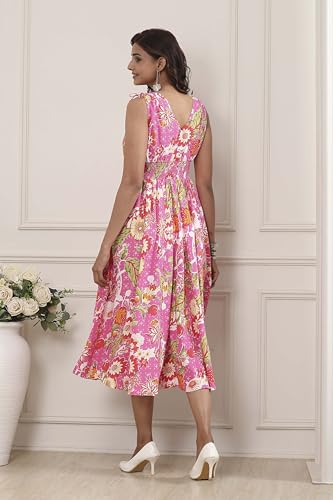 Biba Women Pink Viscose Rayon Kalidar Dress_38