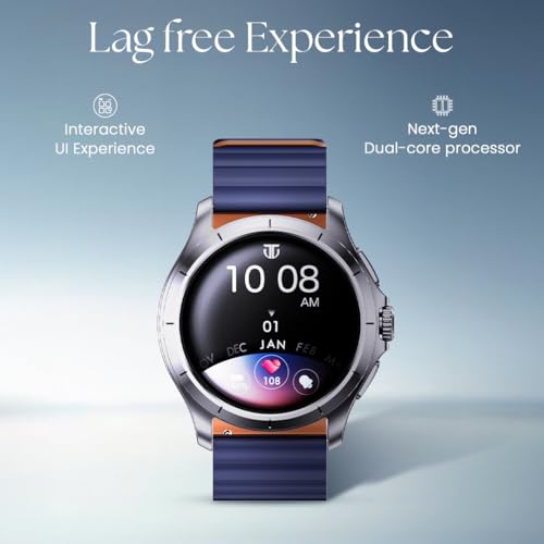 Titan Evoke 2.0, 1.32" AMOLED Display Smart Watch with AOD,1000 Nits, Functional Crown, Magnetic Strap, Metal Body,Fast Charge,24/7 Health Suite, BT Calling, SpO2, HRM, IP68 Smartwatch - Cocoa Brown