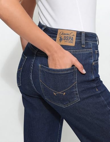 Women Straight Fit High-Rise Dark Blue Lightweight Stretchable Jeans