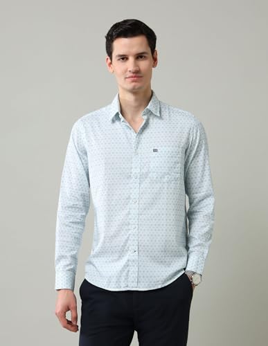 Arrow Sports Men's Geometric Slim Fit Shirt (ASAJSH1779_Light Blue