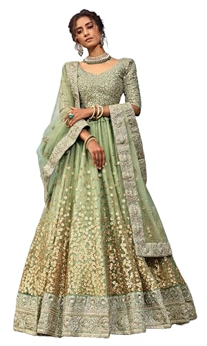 Prasheem Fashion Women's Net Lehenga Choli with Heavy Sequence Work and Dupatta Designer