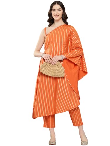 Ahalyaa Women's Polyester Kurta Sets (AHKUPN-COMBO-756-ICH_Orange