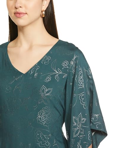 AND Women's Cotton Blend Regular Fit Tunic Shirt (AW19AN167TN38G_Teal_S)