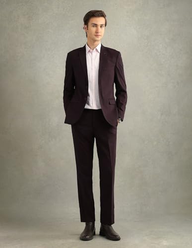 Arrow Men's Wool Business Suit Pants Set (ARAJSU5546_Maroon