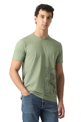 Men Green Graphic Print Crew Neck T-Shirt