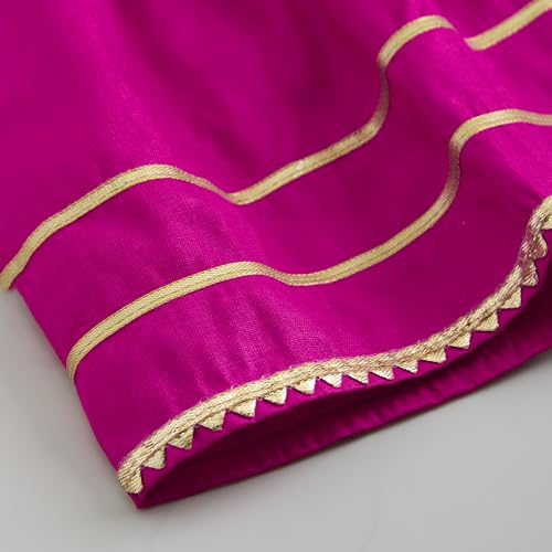 Hopscotch Hoscotch Girls Geometric Pink Short Sleeves 3 Piece Ornate Geometric Cotton Sharara Set For Ages (4-5 Years)