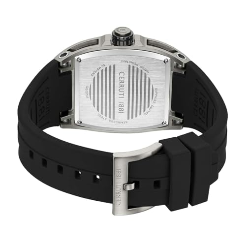 Cerruti 1881 Belluno Men's 43mm Black Dial Black Silicone Strap Analog Watch