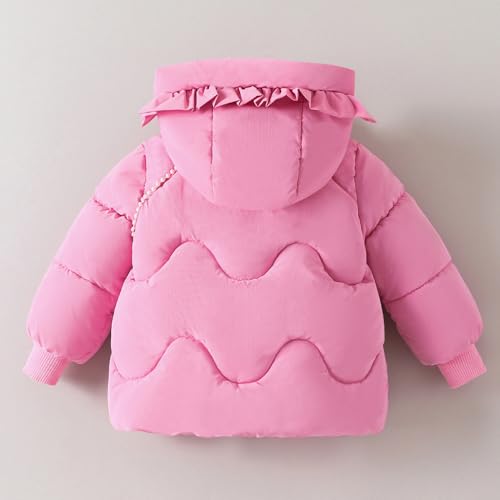 Hopscotch Girls Pink Full Sleeves 3D Bunny Applique Ruffled Long Coat For Age (4-5 Years)