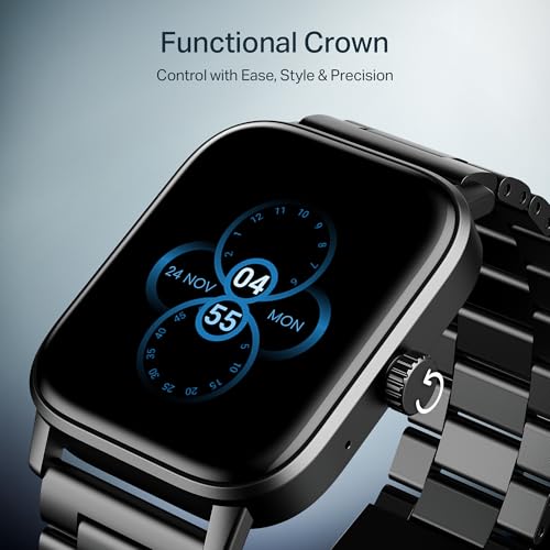 boAt Wave Call 3 Smartwatch 1.83” HD Display with Animated Watch Faces; BT Calling, Functional Crown, Multiple Sports Modes, IP68, HR, SpO2 Monitor, Smart Watches for Men & Women (Metallic Black)