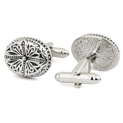 Peluche Contemporary Metal Art - (Oval) Cufflinks for Men