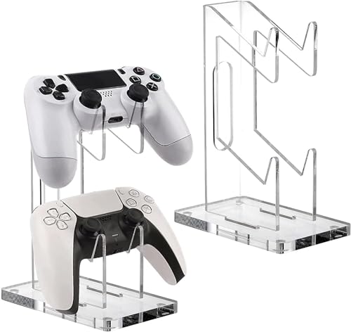 OOPZ Dual game pad Controller Holder Gaming Accessories, Suitable for Almost All Controllers, Controller Stand for Xbox ONE PS4 PS5 STEAM PC (Crystal Clear)