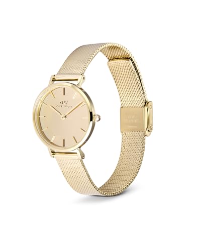 Daniel Wellington Petite Mirror Analogue Watch for Women with Gold Round Dial & Gold Stainless Steel Bracelet Band Water Resistant Women's Wrist Watches - DW00100797K