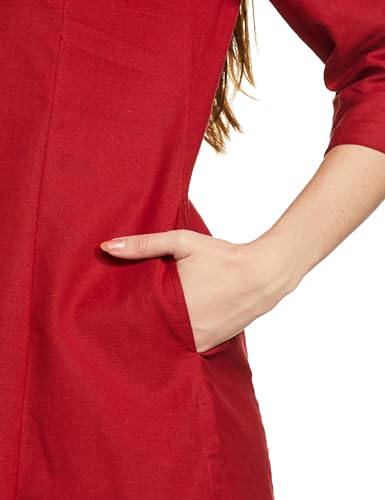 BIBA Women Cotton Solid Straight Kurta(DISTRIBU15381_Red_L)