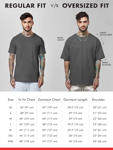 The Souled Store Men TSS Originals: Bangalore Oversized T-Shirts Oversized T Shirts for Men T-Shirt Boys Cotton Casual Half Sleeves Baggy Loose Fit Drop Shoulder Round Neck Back Printed Tshirt