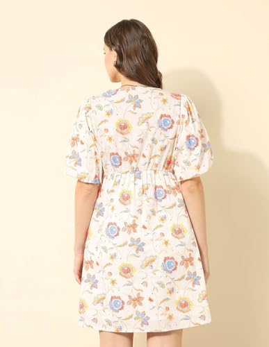U.S. POLO ASSN. V-Neck Floral Printed Dress (UWSS25DRS156_Multi-Colour_S)