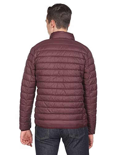 U.S. POLO ASSN. Men Maroon High Neck Nylon Solid Puffer Jacket