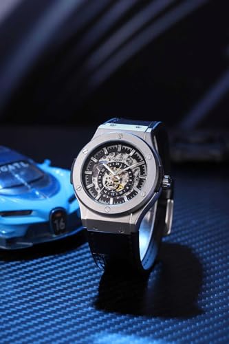 Daniel Hechter Paris Squelettique Collection Skeleton Dial Automatic Watch for Men - 24-Hour Subdial & Marker and Leather Strap - DHM1034-22