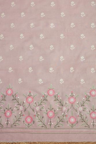 Soch Womens Blush Pink Kota Shimmer Embroidered Unstitch Dress Material With Thread Work