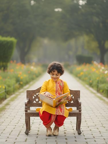NEEDLE GO TRADITIONAL Boys Cotton Jamdani Kurta with Silk Dhoti Set, Traditional Indian Ethnic Wear, Full Sleeve, 2-14 Years, All Festival, 2 Piece Set for Festivals (YELLOW, 2-3 YEAR)