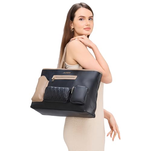 Caprese Roberta Tote Bag for Women (Large, Black)