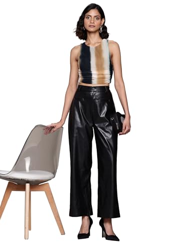 Label RITU KUMAR Black Emma Faux Leather Pant