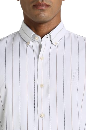 Peter England Men's Slim Fit Shirt (PCSFTSLPG42561_White