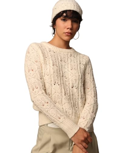 ONLY Women's Regular Fit Beige Sweater