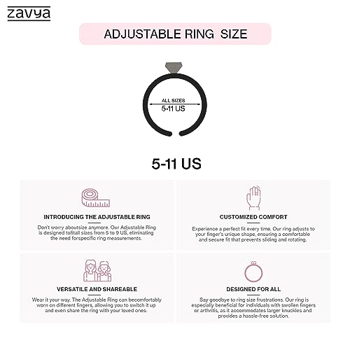 ZAVYA 925 Sterling Silver Designer Abstract Rhodium Plated Adjustable Ring for Men | Gift for Men and Boys | 1 Year Plating Warranty