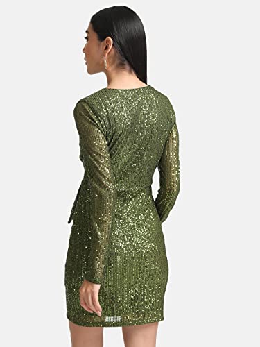 Kazo Women's Polyester Bodycon Mini Casual Dress (124655OLIVEXL_Green