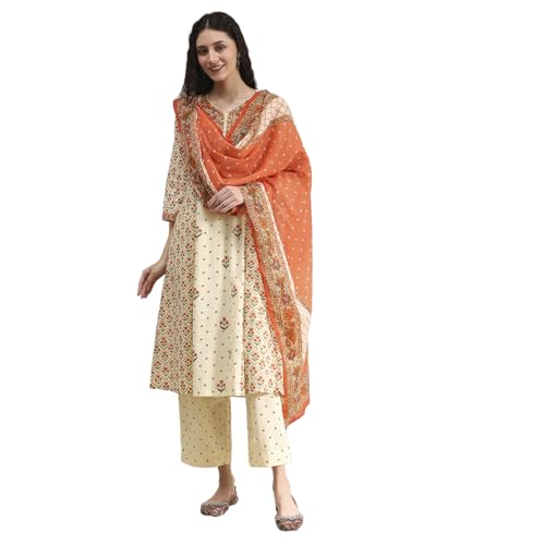 Biba Women's Cotton Kurta Set (ASRTCSL30447AW25BEG_Beige