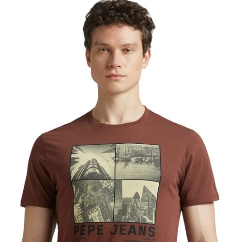 Pepe Jeans Men's Slim Fit T-Shirt (PM509860_Conker Brown