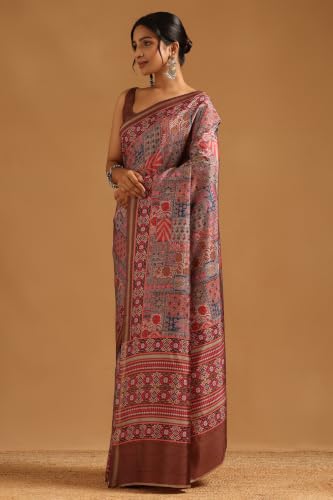 Soch Womens Red Art Silk Ethnic Motifs Saree