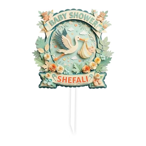Suruchi Strokes® Baby Shower Customized Cake Topper | Welcome Little One | Personalized Name